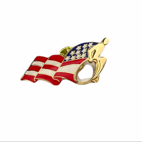 American Flag Flowing Behind a Wheel Chair Person - Picture 1 of 4